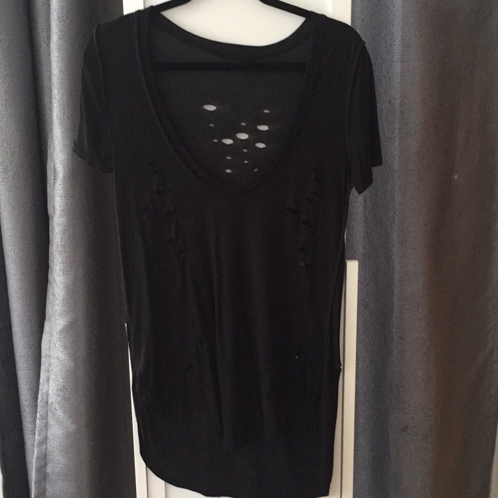 Distressed tunic tee